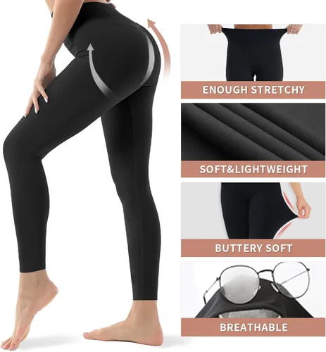 Miniatura 5 de Paquete de 4 leggings para mujer levantamiento de glúteos cintura alta control de abdomen no se transparentan pantalones de yoga entrenamiento