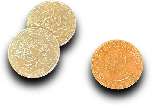 Miniatura 9 de Ted's Sterling Magic Saltando mitades Sol y Luna, Medio Dólar y Truco de Moneda Penny Inglés (Shell no expandido)