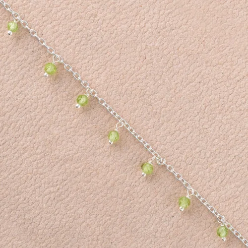 Miniatura 28 de Yanara Tobilleras de piedras preciosas para mujer, piedra natal natural, chapada en plata, joyería hecha a mano en 8.5 + 1.5 pulgadas, cristales