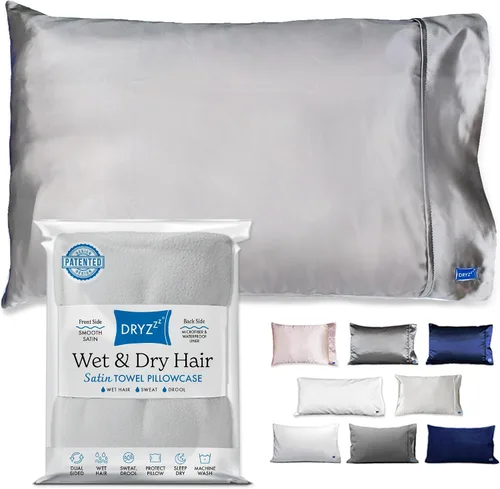 Miniatura 9 de DryZzz Funda de almohada impermeable de 35 x 19 pulgadas, 2 piezas, tamaño King, absorbente, toalla de doble cara, cabello húmedo y seco, a prueba