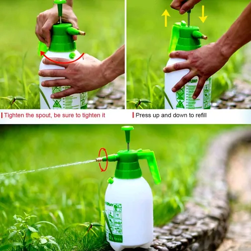 Miniatura 4 de Pulverizador de bomba de jardín de 68 oz/0.5 galones, botella de presión de mano de latón, boquilla ajustable de latón, gran capacidad, maleza