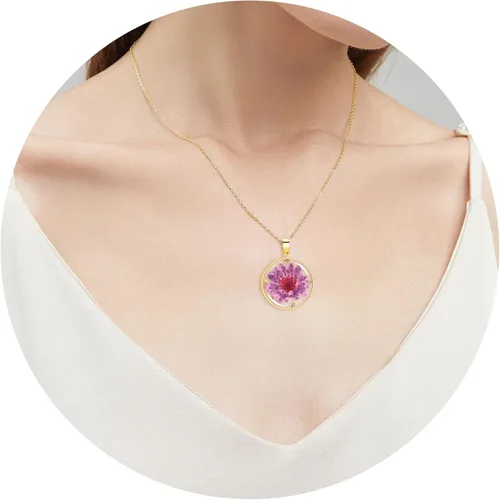 Miniatura 33 de Pressed Flower Necklace Gift for Women Personalized Handmade Necklaces Birth Flower Necklace