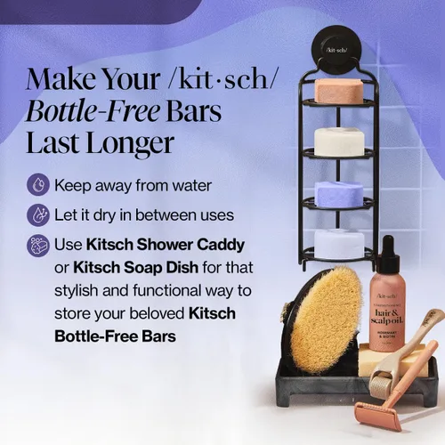 Miniatura 8 de Kitsch Set de champú y acondicionador en barra tonificante púrpura para rubias y cabello teñido – con biotina para fortalecer y neutralizar