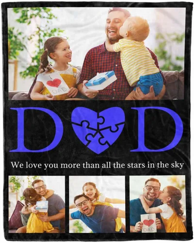 Miniatura 16 de D-Story Mantas para papá, manta de regalo personalizada de hija, manta para el Día del Padre, regalos para papá de parte de la hija, manta con fotos