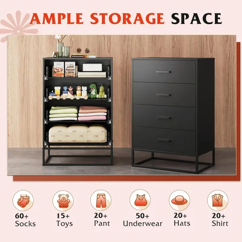 Miniatura 4 de WLIVE Wood Dresser for Bedroom, Wide Chest of Drawers with Metal Handle for Living Room, Hallway