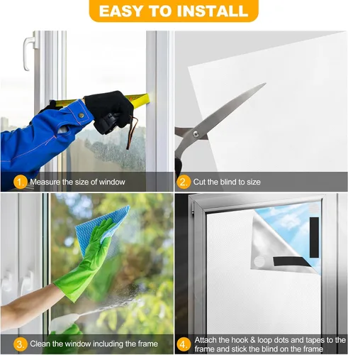 Miniatura 5 de Persianas opacas para ventana de dormitorio, 157 x 57 pulgadas, 100% opacas, película de papel, cortinas opacas portátiles de viaje, cortinas opacas