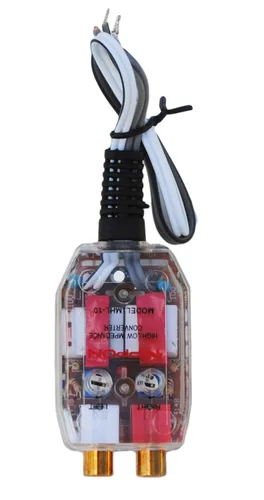 Hi to Lo Convertidor de línea RCA de nivel alto y bajo con control de ganancia Adaptador de amplificador Interfaz Caída OEM cableado al amplificador