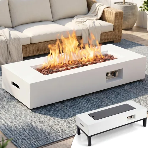 Miniatura 44 de ECOTOUGE Mesa de cubierta de tanque de propano, 15.5 pulgadas para mesa de fuego, mesa oculta cilíndrica para exteriores para fogata de gas