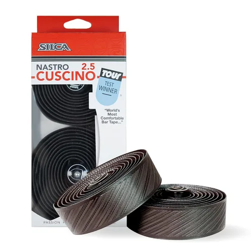 SILCA Nastro Cuscino - Cinta para manillar de bicicleta, color negro de 0.098 pulgadas, cinta de barra de bicicleta extra gruesa, viene con tapones