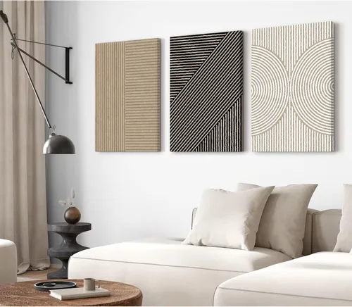 Miniatura 10 de Imágenes abstractas modernas para pared, arte de pared bohemio y neutro, arte de pared de línea minimalista, arte de pared beige, negro y marrón