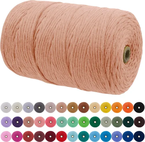Miniatura 121 de JeogYong Cordón de macramé de un solo hilo 2mm x 164 yardas (492 pies) Cuerda de algodón suave, hilo de macramé 2 mm, suministros de macramé