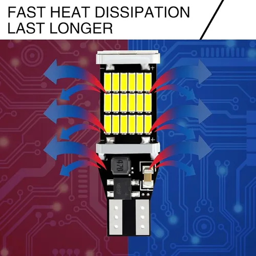 Miniatura 4 de Paquete de 4 luces LED de marcha atrás, T15 4014 45SMD, chipsets de luz de marcha atrás, Canbus sin errores, luces de respaldo de carga de frenos