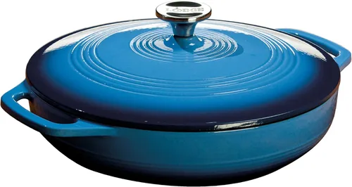 Lodge Cacerola Ovalada de Hierro Fundido Esmaltado de 3.6 Cuartos con Tapa – Asas Dobles – Apta para Horno hasta 500°F o en Estufa – Úsela para