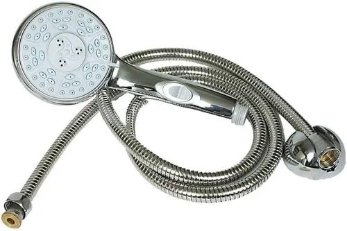 Miniatura 3 de Cabezal de ducha Camco con interruptor de encendido/apagado, Cabezal de ducha y manguera flexible de ducha de 1.52 cm, Cromado