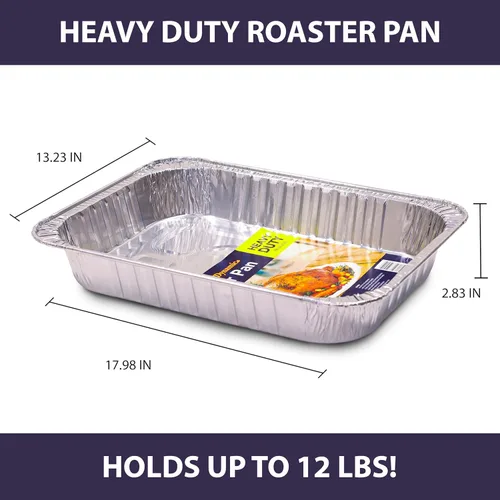 Miniatura 2 de Dynamic Sartén de aluminio resistente (paquete de 24) bandeja de 17.98 x 13.23 x 2.83 pulgadas, para asar, tamaño compacto, apto para horno
