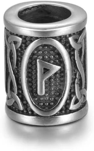 Miniatura 18 de 5 cuentas vikingas de acero inoxidable, cuentas espaciadoras de metal, cuentas espaciadoras de agujero grande, cuentas de tubo de plata antigua