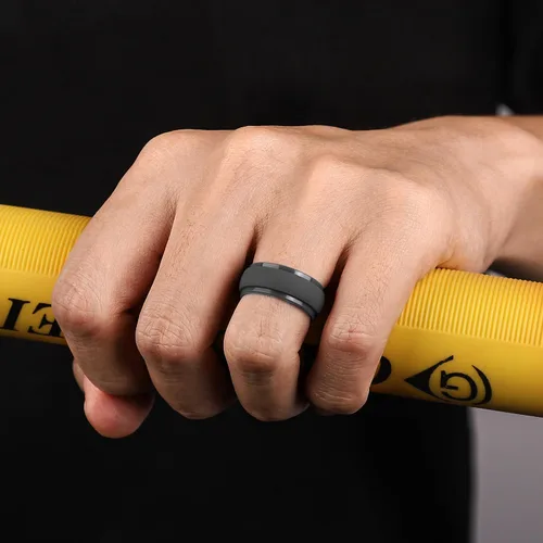 Miniatura 94 de Egnaro - Anillos de silicona para hombre, 25/64 pulgadas (10 mm) de ancho y 3/32 pulgadas (2.5 mm) de grosor, alianzas de boda de goma, paquete