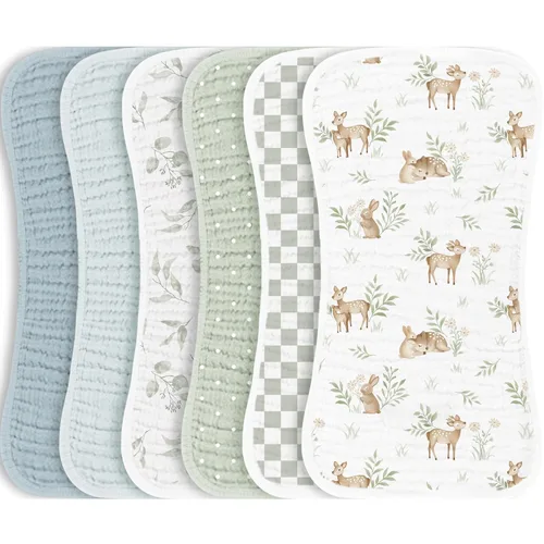Miniatura 12 de Konssy - Juego de paños de muselina para eructos de bebé, unisex - 6 unidades grandes, 100 % algodón, ropa para eructos para recién nacidos, niñas