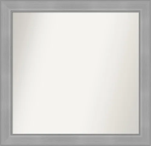 Miniatura 245 de Amanti Art Espejo de baño plateado para sobre el fregadero, 24 x 24 pulgadas, espejo cuadrado de peltre forjado a medida, marco de madera casual