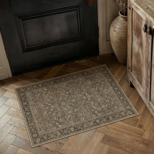 Miniatura 132 de HUGEAR 8x10 Alfombras lavables a máquina color marrón para pasillo, alfombra grande de área interior, alfombra de acento floral, alfombra de pelo