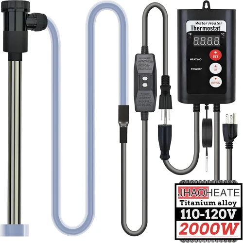 Calentador de agua portátil de inmersión de titanio para bañera y piscina, 2000 W, 120 V, calentador de agua sumergible eléctrico con termosto y