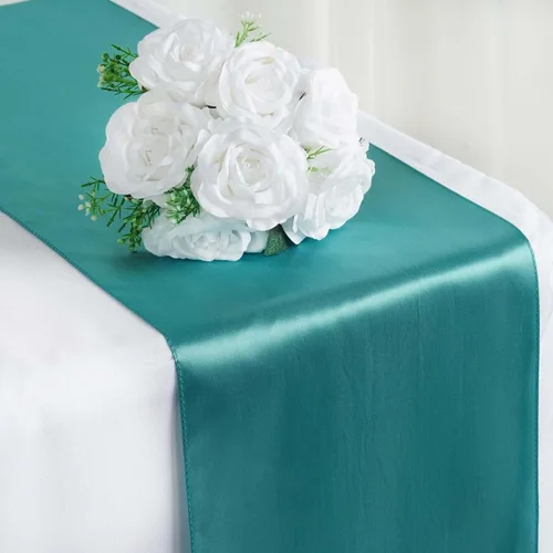 Miniatura 9 de Efavormart - 5 piezas de camino de mesa de satén de alta calidad para bodas, fiestas de cumpleaños, ajuste rectangular y mesa redonda, 12 x 108