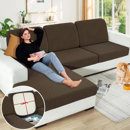 Miniatura 82 de YEMYHOM 【Liquidación】 Fundas Elásticas para Cojines de 1 Pieza, Fundas de Cojín de Asiento para Sofá y Silla, Funda Suave de Sofá de Repuesto