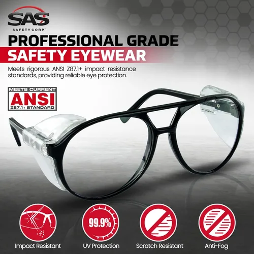 Miniatura 2 de SAS Safety Gafas de seguridad Lentes de policarbonato resistentes a impactos, lentes protectoras transparentes Protección UV ANSI Z87.1