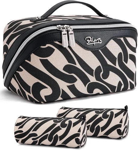 Miniatura 14 de BOYATU Bolsa de maquillaje de viaje para mujer: organizador de cosméticos y artículos de tocador de gran capacidad de 3 piezas - expande