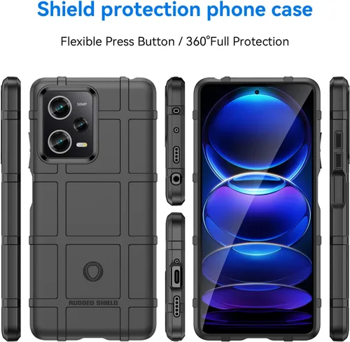 Miniatura 2 de Funda delgada para Xiaomi Poco X5 Pro, funda para Redmi Note 12 Pro 5G, resistente funda protectora con grado militar a prueba de golpes y Negro