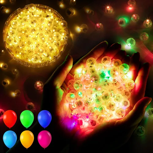 Miniatura 17 de 50 luces de globo, mini luces LED, redondas, largas esperas, lámpara de bola para linterna de papel, fiesta de cumpleaños, Navidad, Halloween, Azul