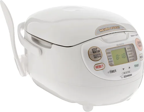 Zojirushi Arrocera y calienta arroz Neuro Fuzzy, 5–1/2 tazas (crudas), calidad premium, color blanco, Blanco