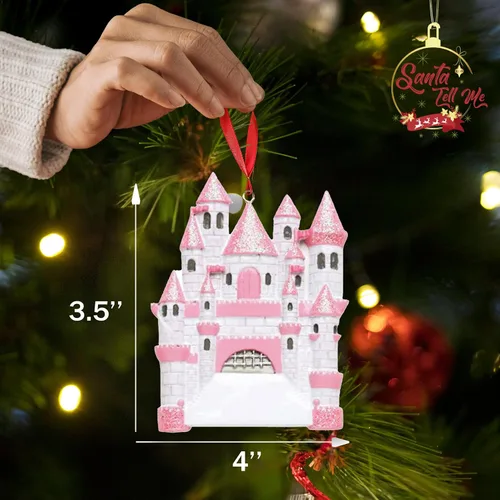 Miniatura 3 de Santa Tell Me Adorno de Navidad de castillo de princesa 2025, decoración personalizada para árbol, regalo personalizado para niñas, hija, niño