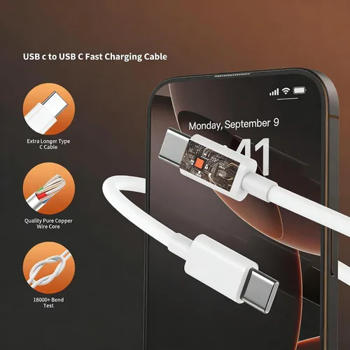 Miniatura 5 de Cargador para iPhone 17 16 Pro Max de carga rápida, cargadores USB C súper rápidos de 45 W para iPhone 16 (6 pies+6 pies + 10 pies) tipo C con Blanco