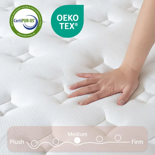 Miniatura 2 de Colchón de tamaño individual de 12 pulgadas, híbrido mediano de enfriamiento de espuma viscoelástica transpirable y cama de resortes ensanchados