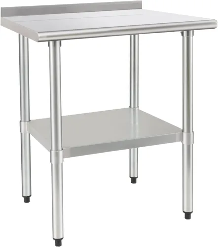 Miniatura 8 de HARDURA Mesa de trabajo comercial de acero inoxidable, mesa de trabajo de preparación, mesa de metal de 14 x 24 pulgadas con estante inferior