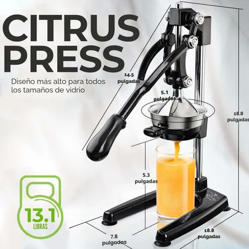 Miniatura 5 de Zulay Kitchen Puplerizer Exprimidor de hierro fundido 9 en 1, exprimidor manual de servicio pesado fácil de limpiar con accesorio prensatelas