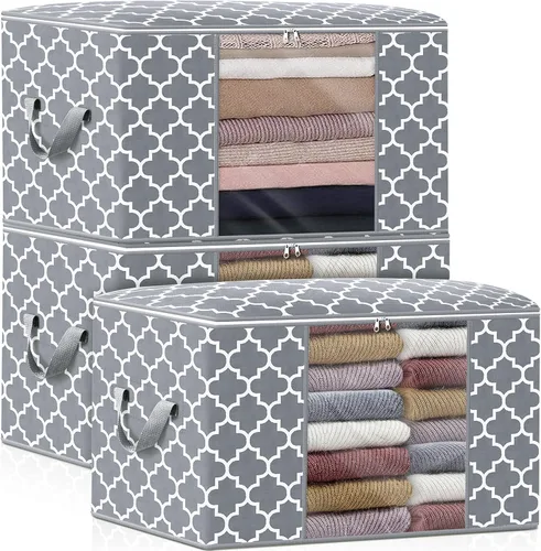 Miniatura 10 de WISELIFE Bolsas de almacenamiento, organización de ropa de manta grande y contenedores de almacenamiento para ropa de cama, edredones, organizador