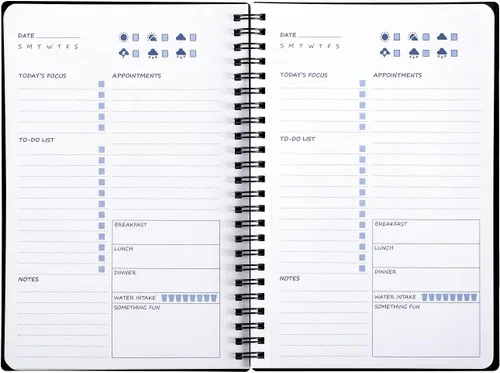 Miniatura 3 de UtyTrees Planificador diario sin fecha: 5.7 x 8.5 pulgadas, 144 páginas, cuaderno de lista de tareas diarias, diario con planificador de comidas