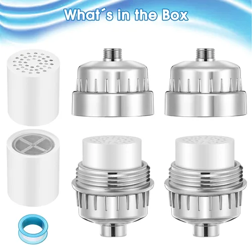 Miniatura 3 de 2 filtros de ducha con paquete de 4 filtros de ducha de 20 etapas, suavizante de agua resistente para eliminar el cloro, fluoruro, metales pesados