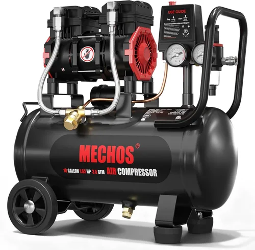 Miniatura 8 de Compresor de aire portátil con tanque de acero de 3 galones, 1.15 HP 2.2 CFM @ 90 PSI, compresor de aire sin aceite de 116 PSI máx. para garaje, uso