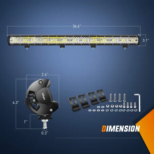 Miniatura 2 de Nilight 18024C-A barra de 20 pulgadas 420w, combo de punto de inundación de triple fila 42000LM, barra con luces LED para todoterreno o para camiones