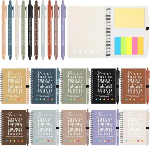 Miniatura 14 de Jetec 20 piezas/10 juegos de regalo para profesores, cuaderno motivacional en espiral con notas adhesivas, bolígrafo a granel, diarios inspiradores