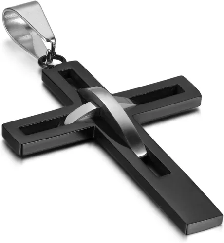 OIDEA Cross Pendant Necklace for Men Women: High Polish Hollow Openwork Stainless Steel Cross Chain Mens Jewelry Gifts