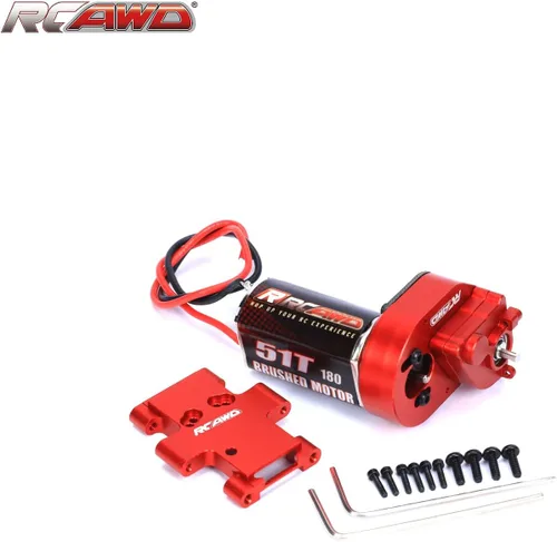Miniatura 7 de RCAWD Transmisión de motor cepillado 180 montada 51T para 1/18 FMS EAZYRC ROC Hobby Crawlers Actualización Piezas Rojo