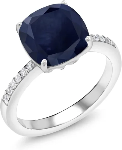 Miniatura 7 de Gem Stone King Anillo de compromiso de plata de ley 925 con piedra preciosa de corte cojín de 0.39 pulgadas Anillo de compromiso de aniversario