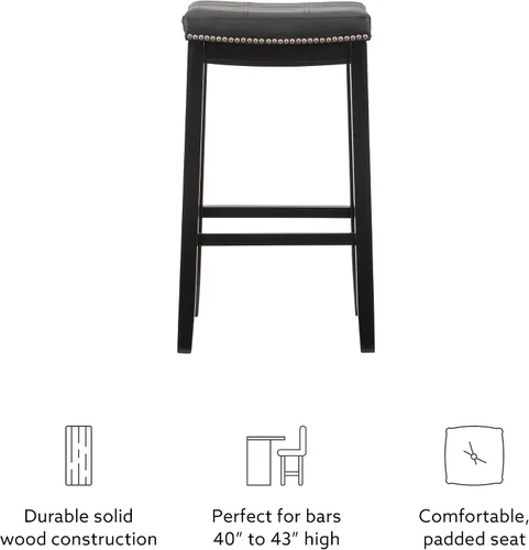 Miniatura 20 de Linon Claridge Taburete de bar, de 32 pulgadas., Madera, Negro