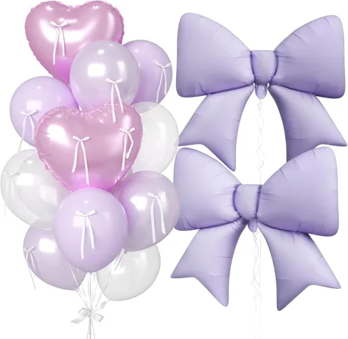 Miniatura 13 de 16 globos de corazón rosa, globos de lazo de 38 pulgadas, globo transparente rosa perla de doble relleno y arco en forma de corazón globo