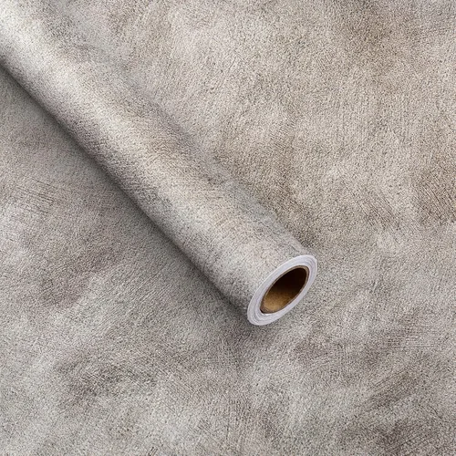 Miniatura 8 de Papel tapiz de hormigón ancho para despegar y pegar de 24 x 393 pulgadas, papel de contacto marrón grisáceo, impermeable, autoadhesivo, extraíble