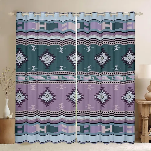 Miniatura 40 de Cortinas opacas de estilo bohemio occidental de 76 x 45 pulgadas, cortinas y cortinas de atrapasueños de vaca, cortinas del suroeste, cortinas